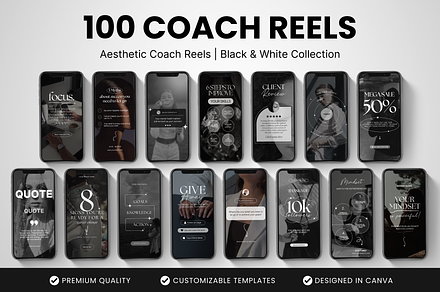100 Coach Instagram Reels Templates, a Social Media Template by DigiPax