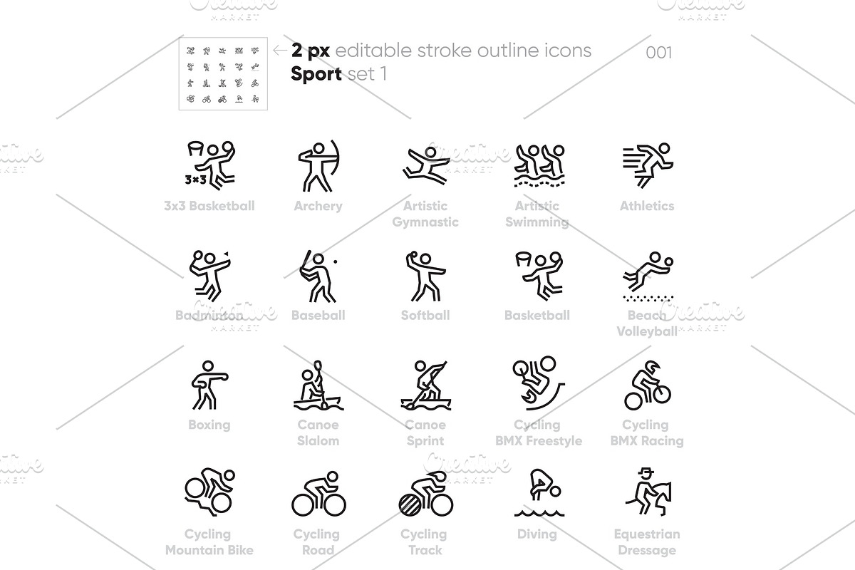 Sport and Games outline vector icons, an Outline Icon by theungsys