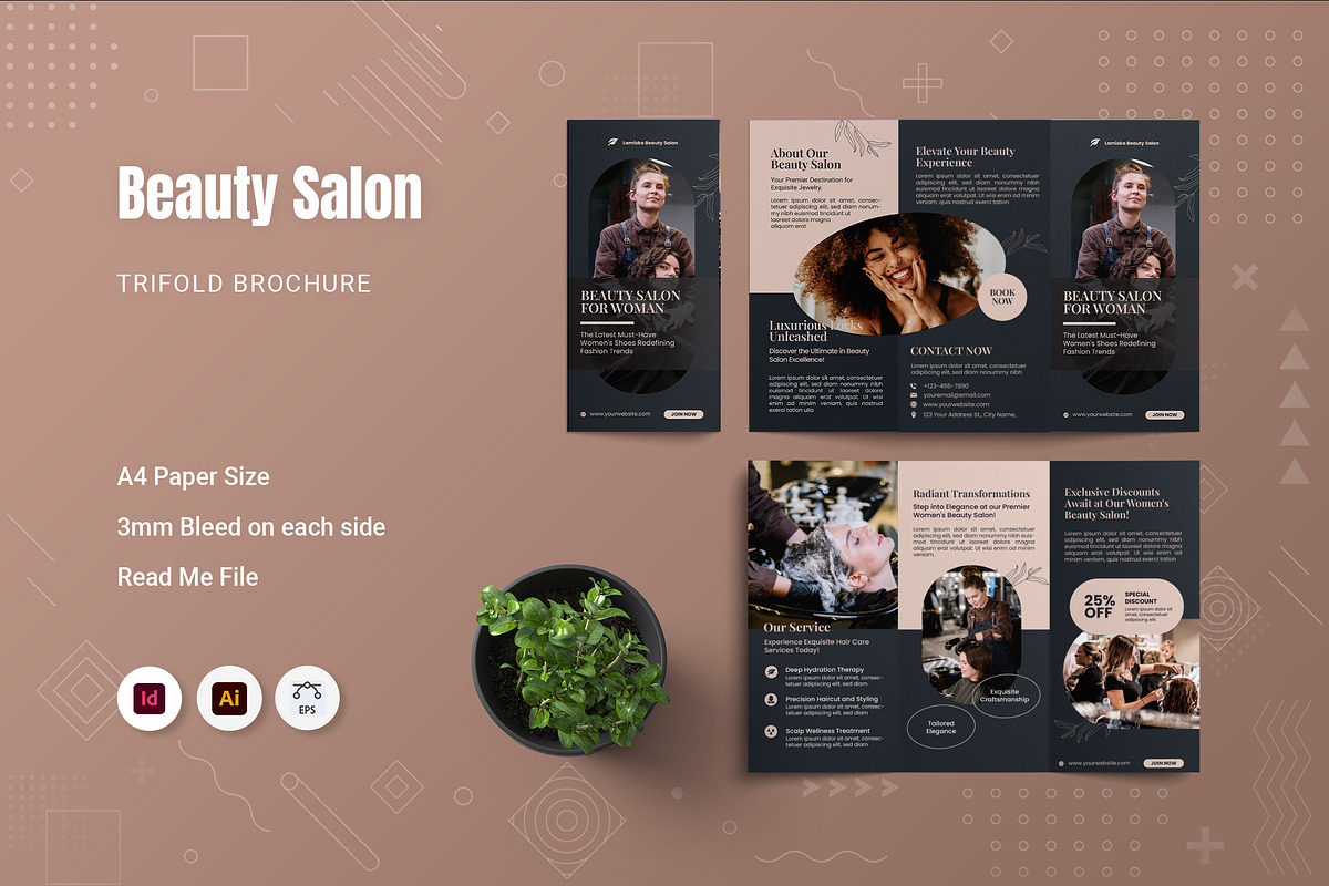 Beauty Salon Trifold Brochure, a Brochure Template by Fannan Studio (Photo 1 of 3)