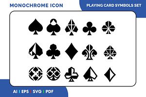 Playing Card Symbols Icon Set, a Solid Icon by Fontmine Studio