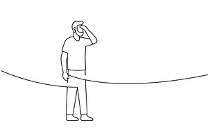 Minimalist contour of a bearded man, an Object Illustration by GraphiShop