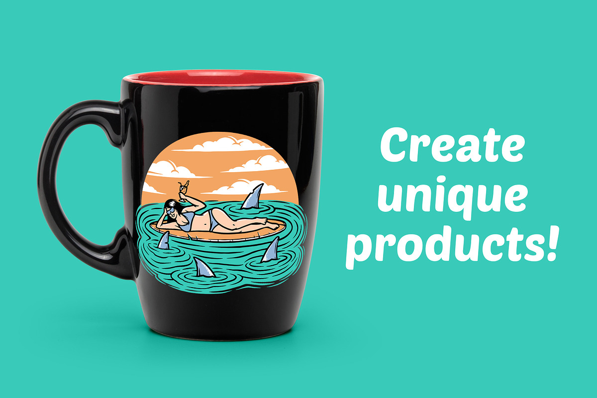 Woman surfer lying on surfboard, a Person Illustration by gunaonedesign (Photo 2 of 6)
