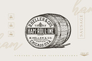 Ham and Sausages Vintage, an Illustration by Retro Machine (Thumbnail 3 of 7)