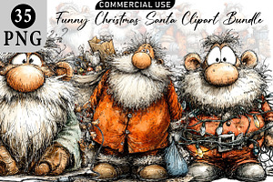 Funny Christmas Santa Clipart, an Illustration by Daily.Designs