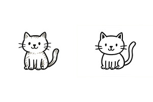 Cute cartoon cats sitting side by, an Animal Illustration by ZinetroN