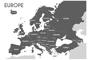 3x B&W Europe Maps, an Education Illustration by asantosg (Thumbnail 1 of 4)