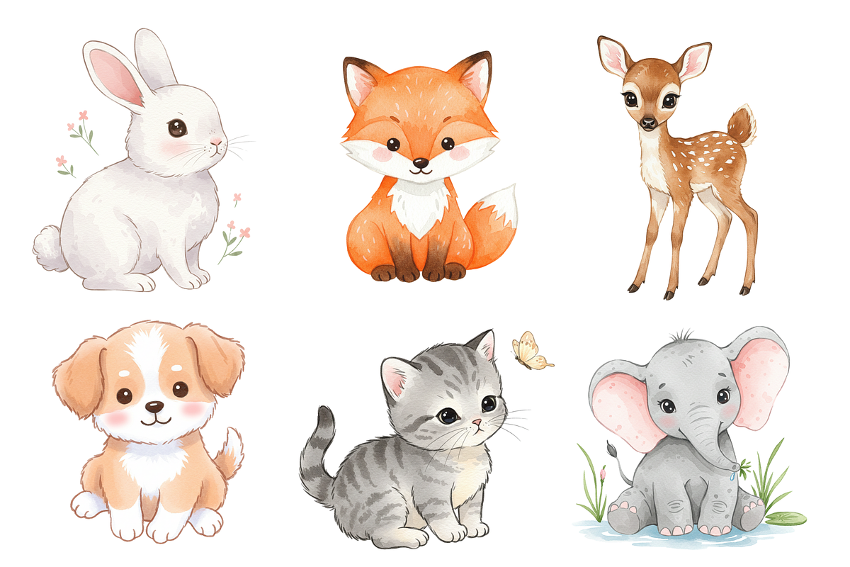 cute baby animals clipart, an Animal Illustration by BerryPieArt (Photo 2 of 4)