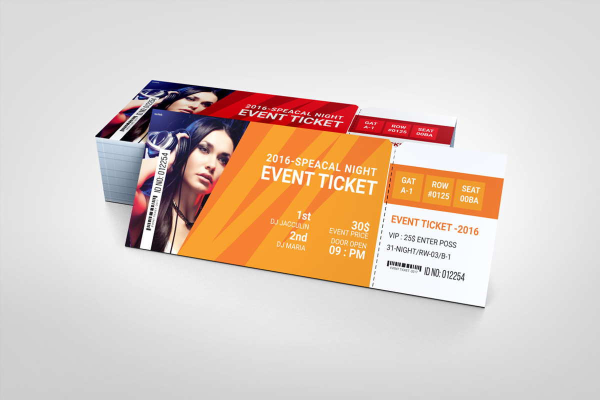 Printable Event Ticket Template, a Stationery Template by BrandlyTemplate (Photo 2 of 3)
