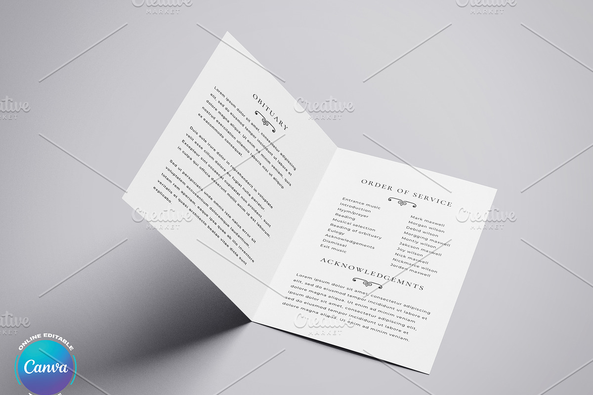 Minimalist Funeral Program Template, a Brochure Template by Madhabi Studio (Photo 3 of 5)