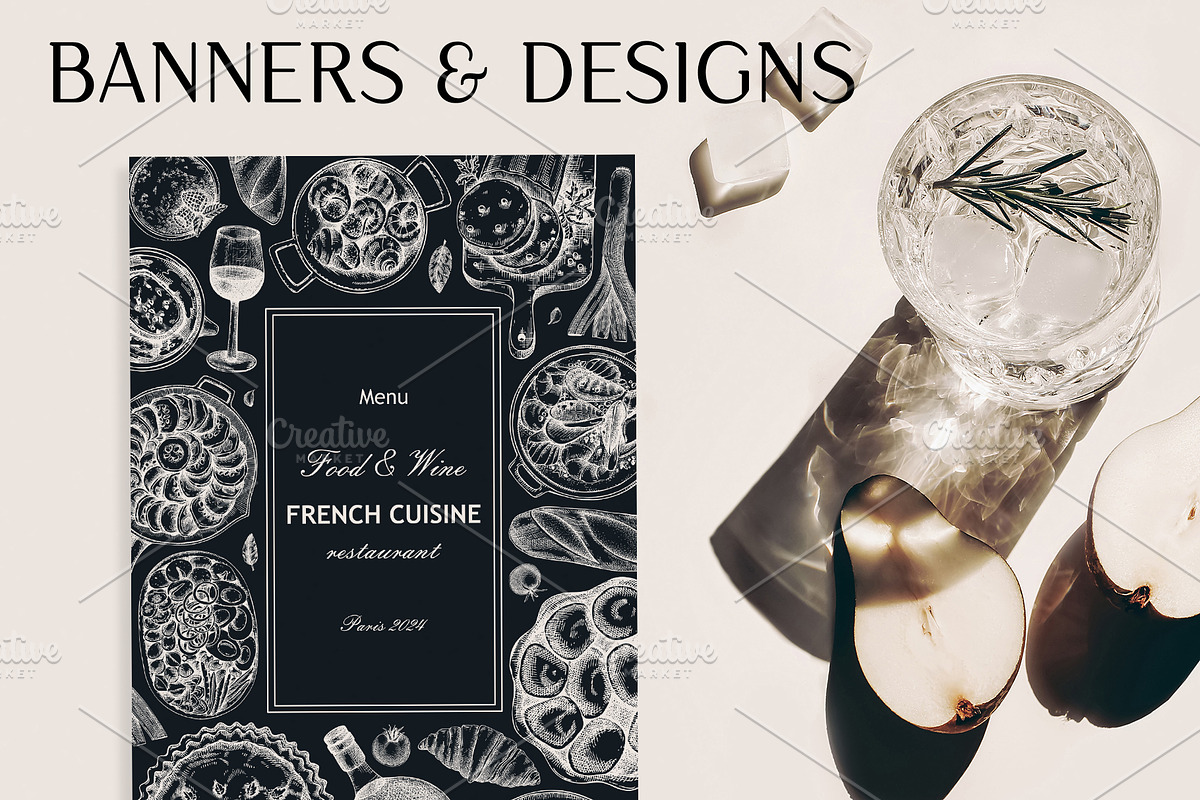 French Cuisine. Vector Food & Drinks, a Food Illustration by Yevheniia (Photo 4 of 11)