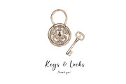 Watercolor Vintage Key Set, a Decorative Illustration by MayaNavits (Thumbnail 12 of 12)
