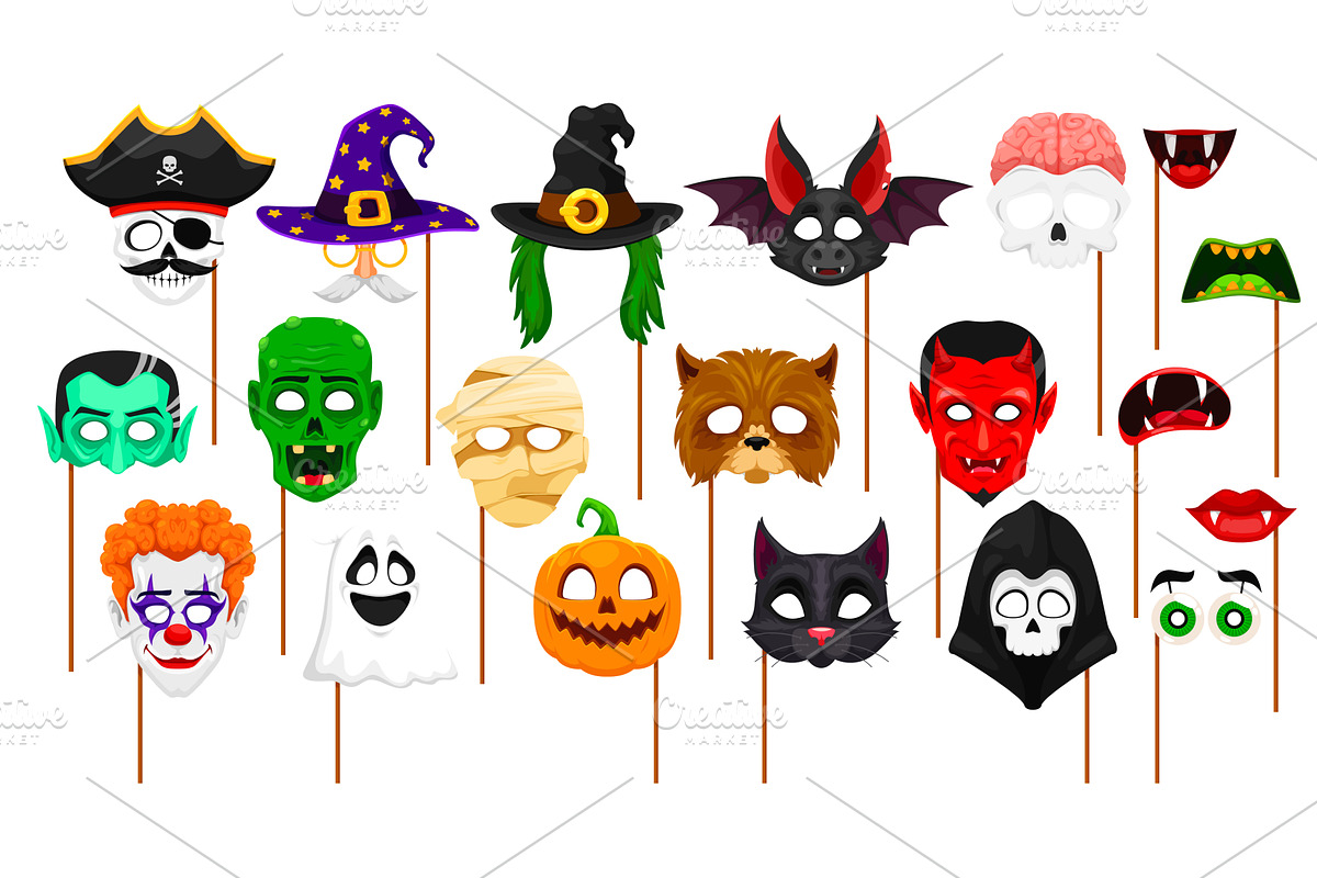 Cartoon Halloween photo booth, a Seasonal Illustration by Vector Tradition