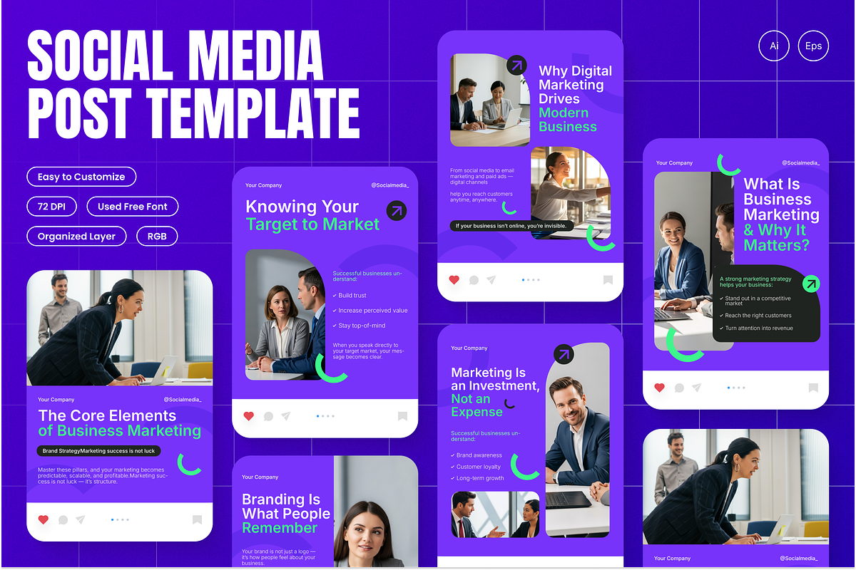Business Marketing Overview IG Post, a Social Media Template by Annora Studio (Photo 1 of 6)