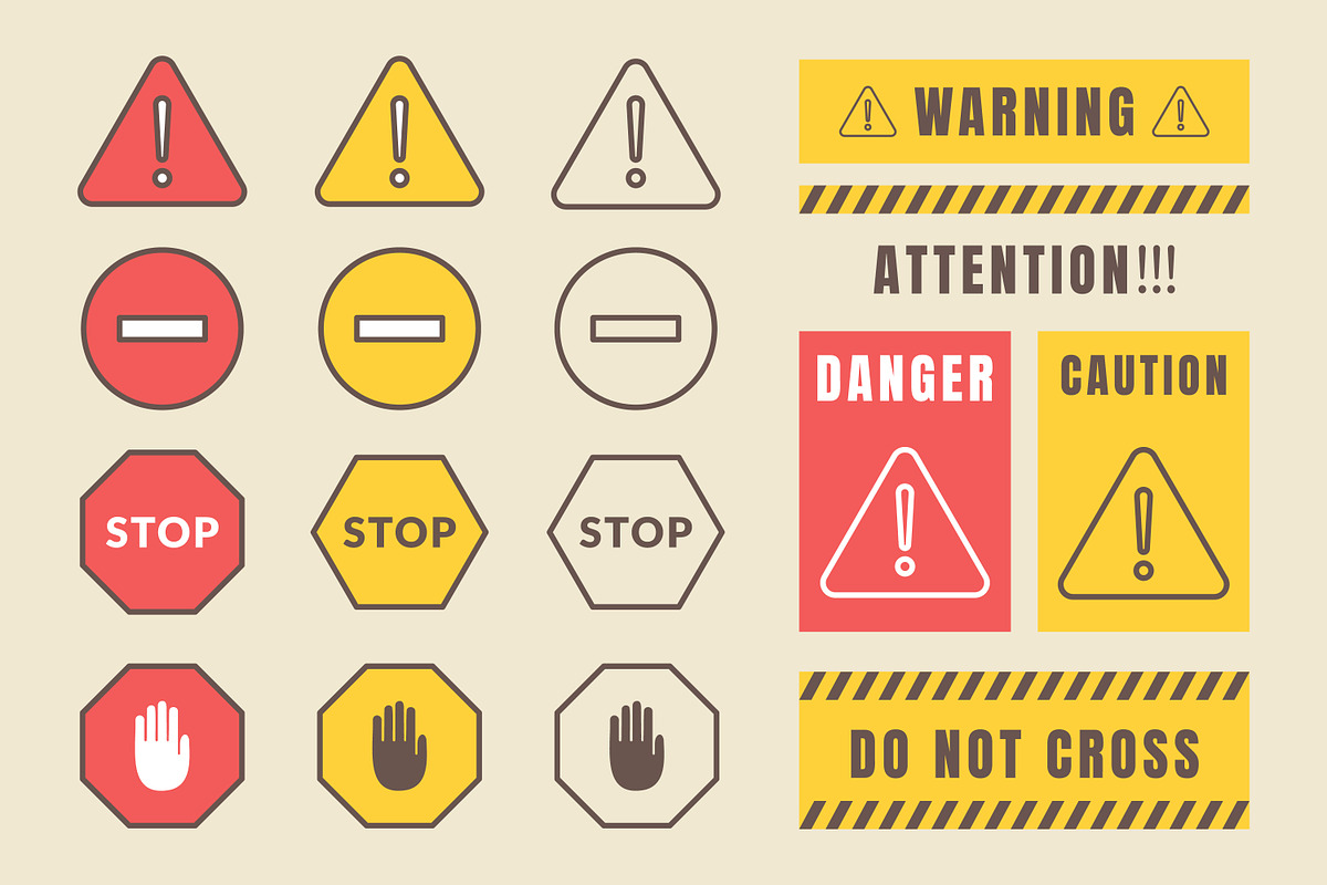 Collection of safety warning signs, a Duotone Icon by Saba Vector