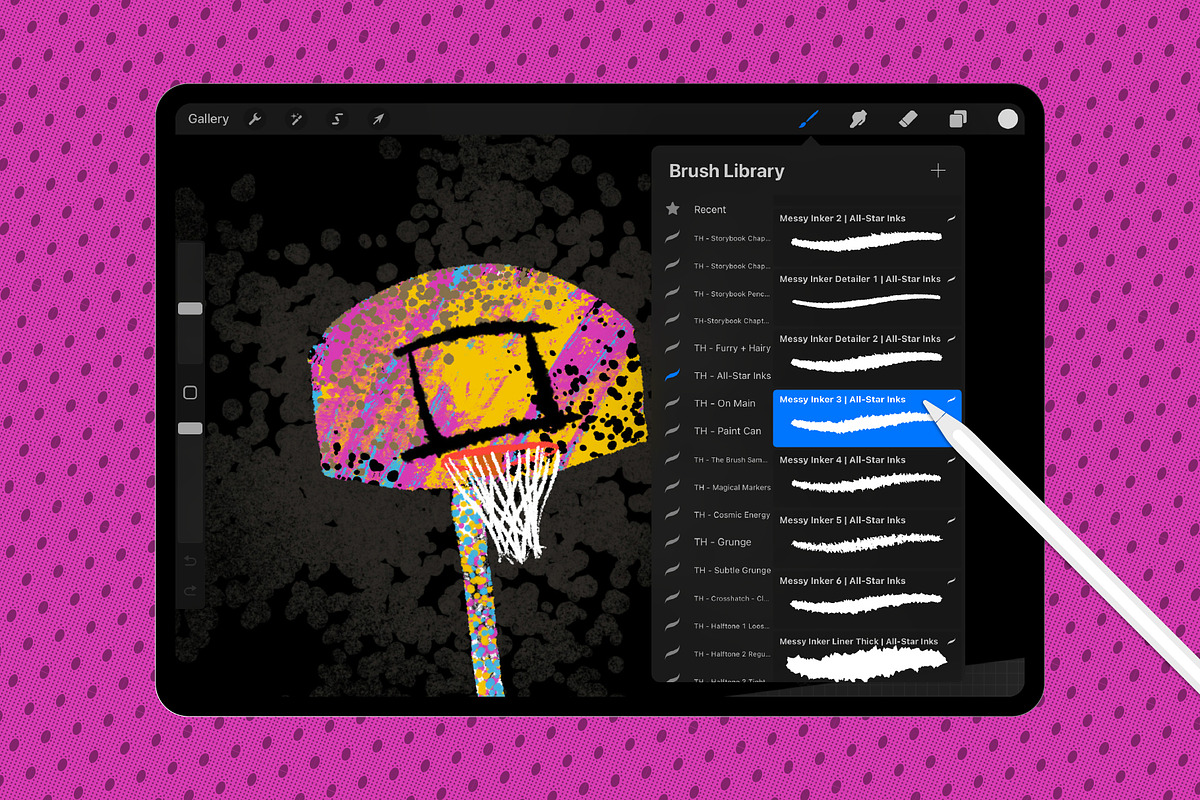 All-Star Inks Procreate Brushes, a Brush Add-On by Tim Hankins Design (Photo 2 of 5)