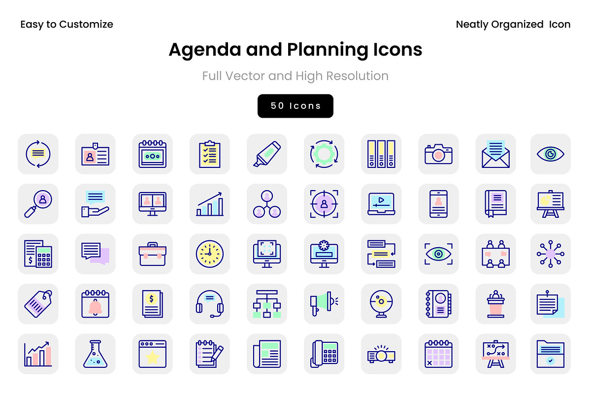 Agenda and Planning Icons, a Solid Icon by Wencory (Photo 2 of 2)