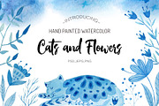 Watercolor Cats and Flowers, an Animal Illustration by Olesya Agudova (Thumbnail 1 of 7)
