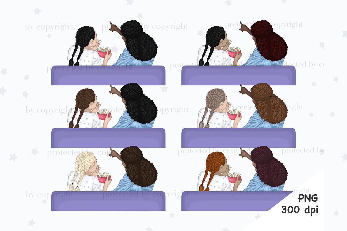 Movie Night Girl Clipart, a Person Illustration by GlamArtZhanna (Photo 4 of 5)