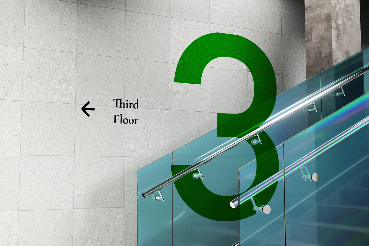 Wall Directional Wayfinding Mockup, an Advertising Mockup by herutage (Photo 2 of 4)