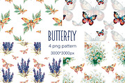Vintage Butterfly Pattern, a Decorative Illustration by Volha (Thumbnail 1 of 4)