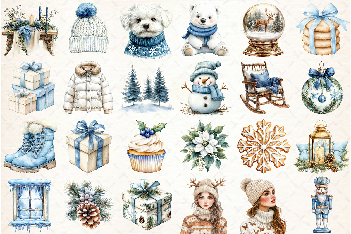 Watercolor Frosty Coziness Clipart, an Illustration by Libby Wishes (Photo 2 of 7)