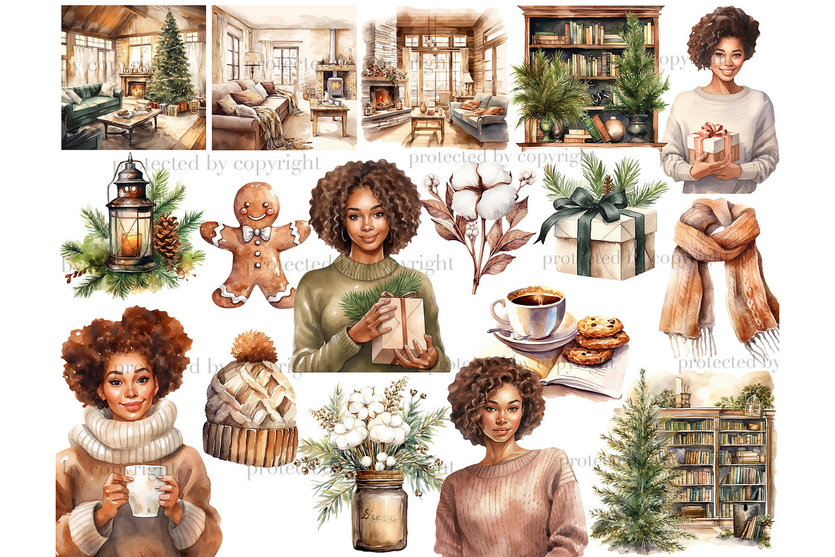 Cozy Winter Clipart, a Person Illustration by GlamArtZhanna (Photo 3 of 5)