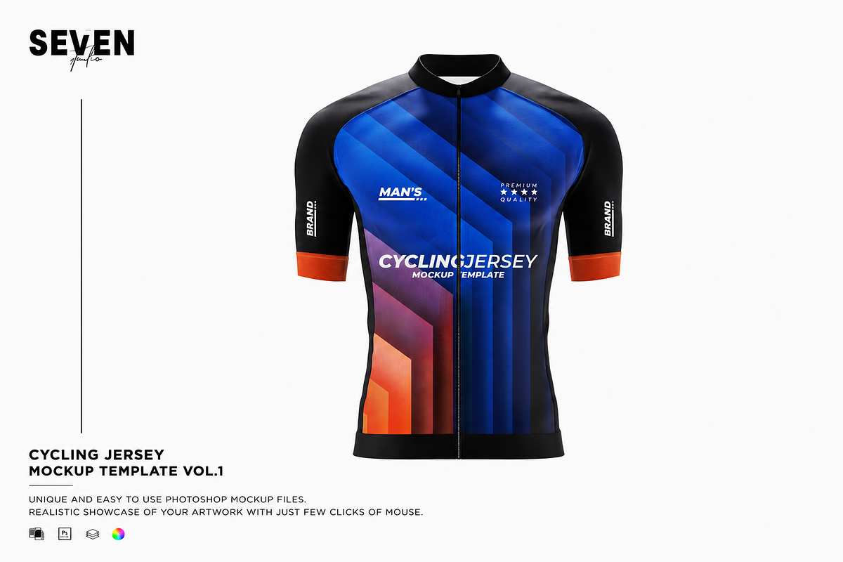 Cycling Jersey Mockup Template, a Shirt Mockup by Se٧enStudio (Photo 1 of 2)
