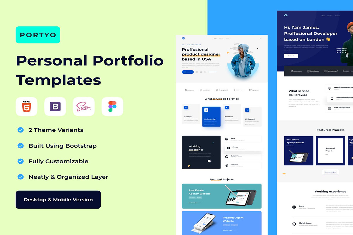Portyo Personal Portfolio Templates, an UI Kit Template by Lumina_ui_ux202 (Photo 1 of 7)