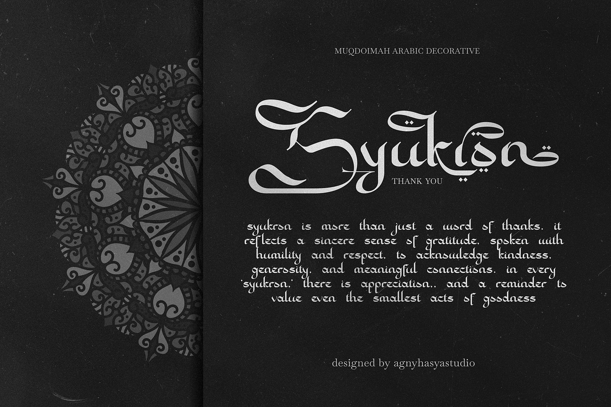 Muqodimah - Arabic Style Decorative, a Font by agnyhasyastudio (Photo 12 of 16)