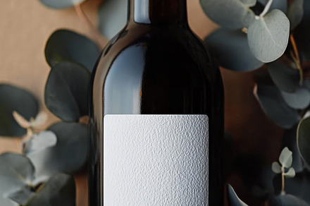 Dark Glass Bottle White Label Mockup, a Background Photo by Virgo Studio