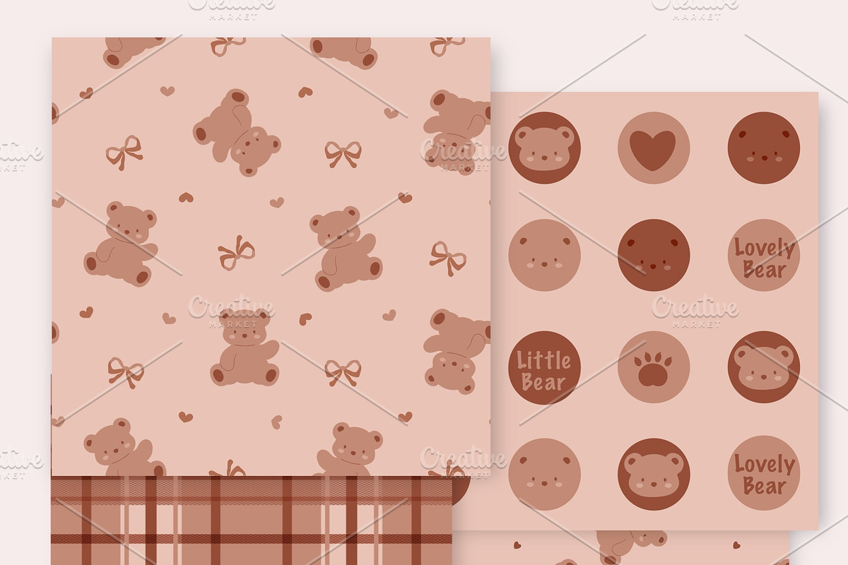 Cute Lovely Bear Seamless Pattern, an Animal Illustration by CpSnowy (Photo 2 of 3)