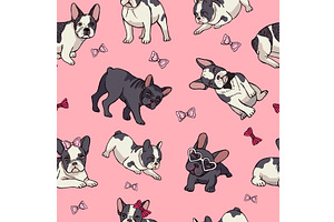 French bulldog. pattern with cute, an Animal Illustration by Onyx