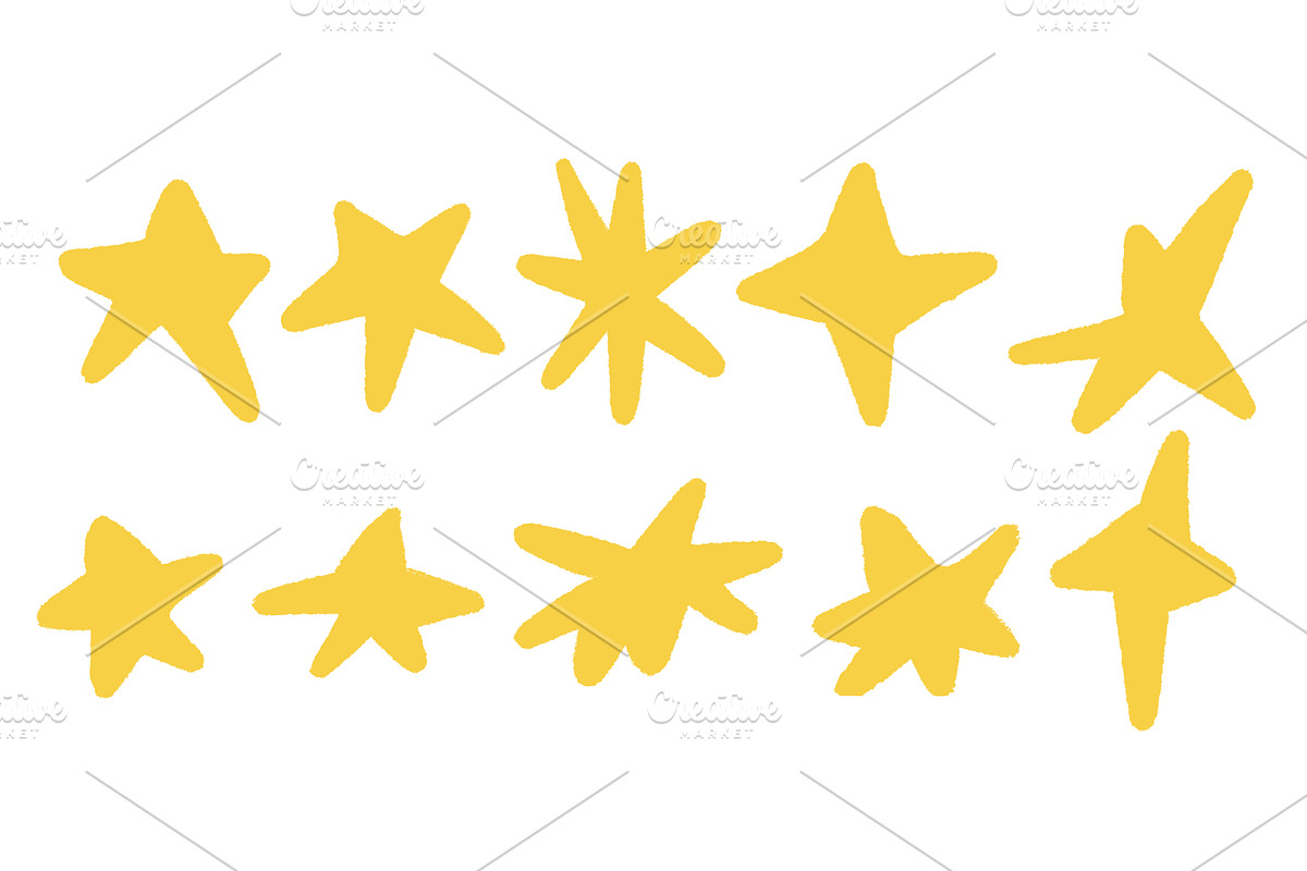 Set of yellow stars, childrens, an Illustration by Tati_Kli