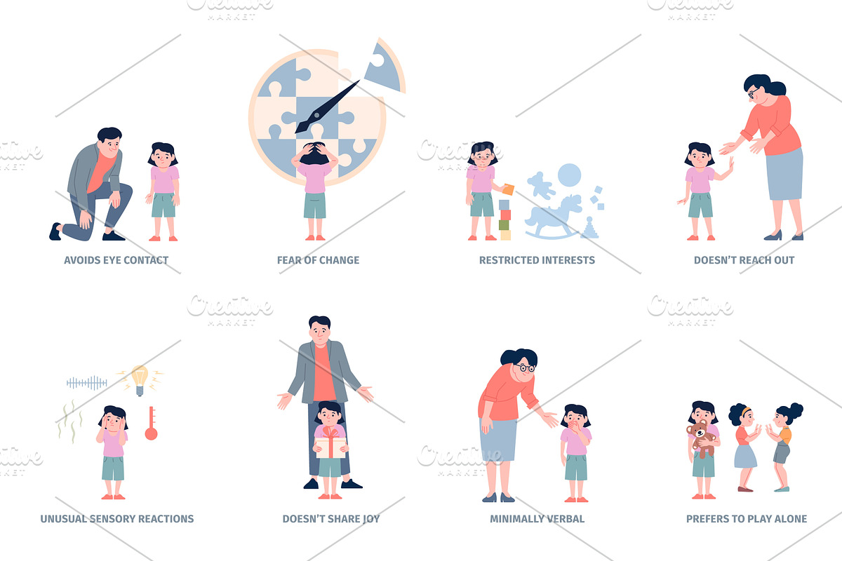 Autism spectrum disorder. Mental, a Healthcare Illustration by LadadikArt