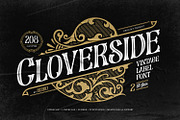Cloverside - Vintage Label Font, a Symbol Font by ikiiko (Thumbnail 1 of 7)