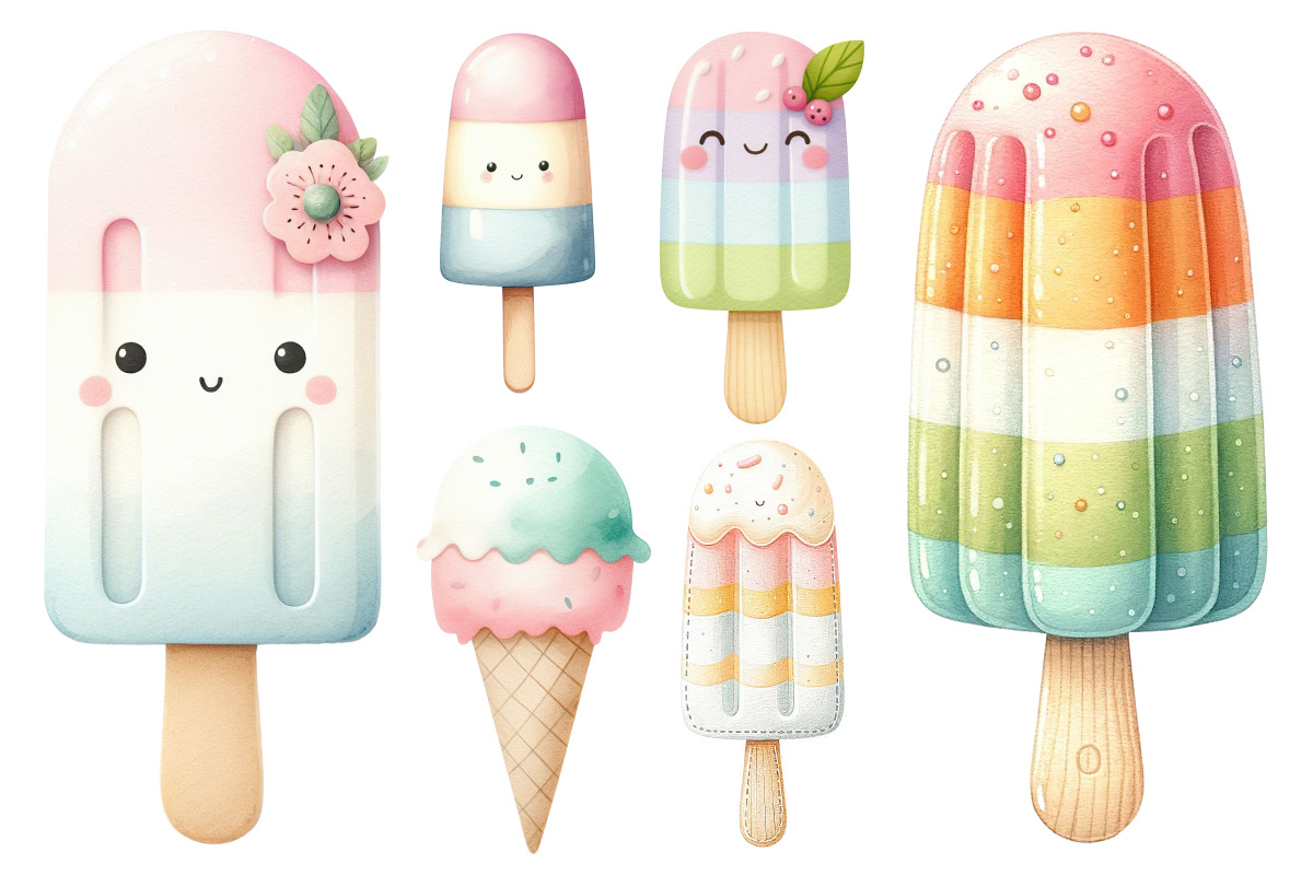 Whimsical Ice Cream Bundle, a Food Illustration by Whimsy Brush Studio (Photo 7 of 9)