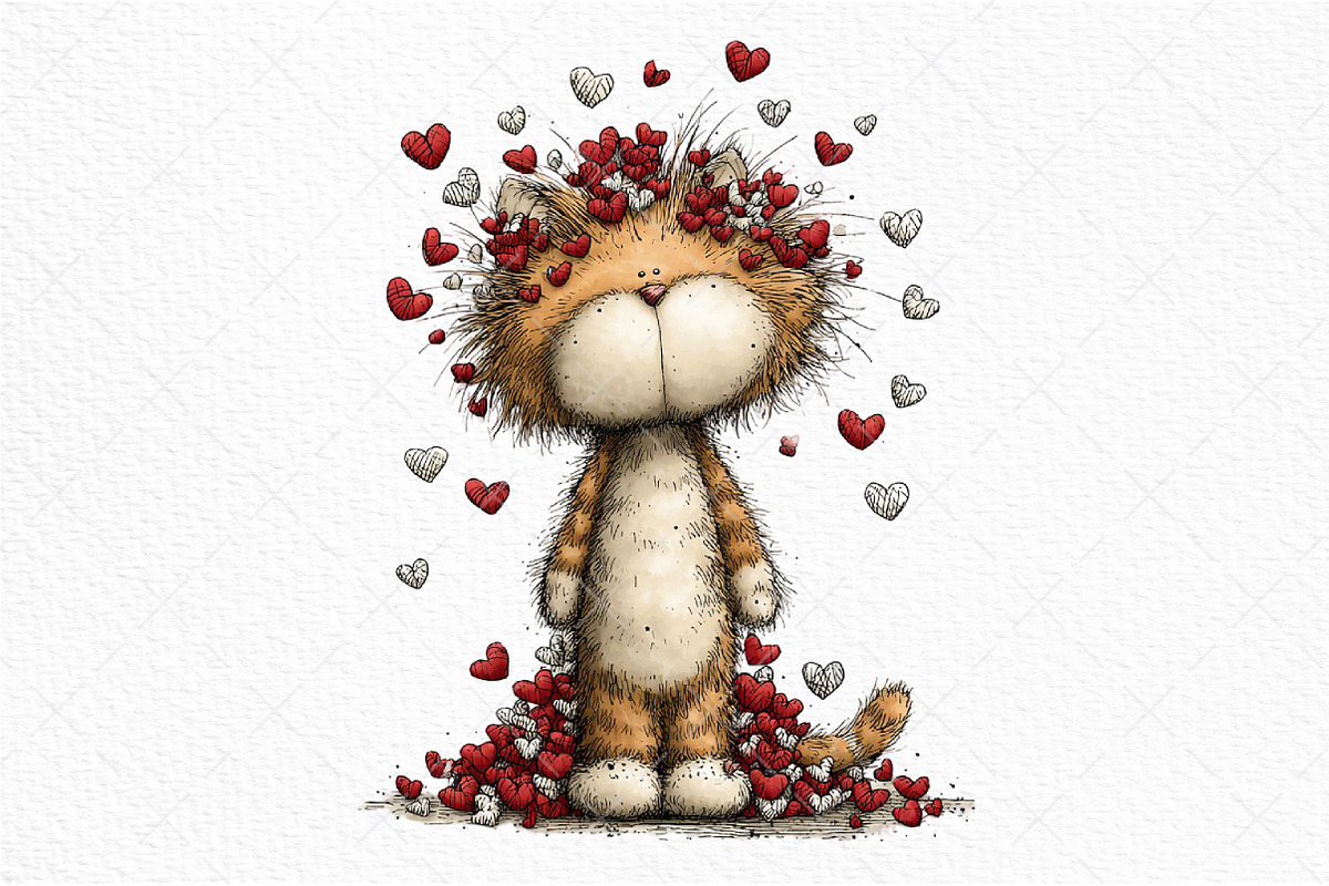 Valentine's Day Orange Cat Clipart, an Illustration by Craft Nest (Photo 10 of 11)