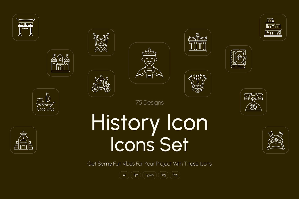History Icon Art Set, an Outline Icon by Prosymbols (Photo 1 of 7)