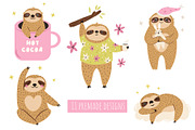 Funny Sloths – Cute Hand-Drawn Set, an Animal Illustration by danceyourlife (Thumbnail 4 of 11)