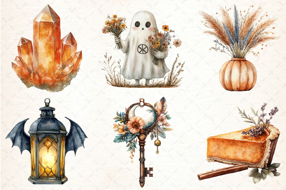 Boho Halloween Clipart, an Illustration by DreamCafeArt (Photo 2 of 7)