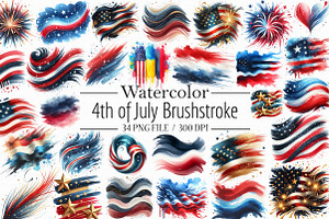 4th of July Brushstroke Sublimation, an Illustration by Libby Wishes