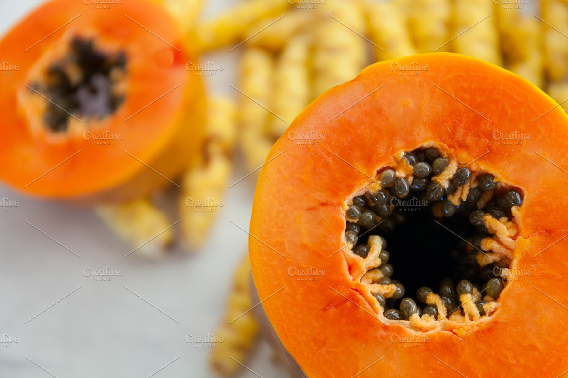 Papaya Cut In Half