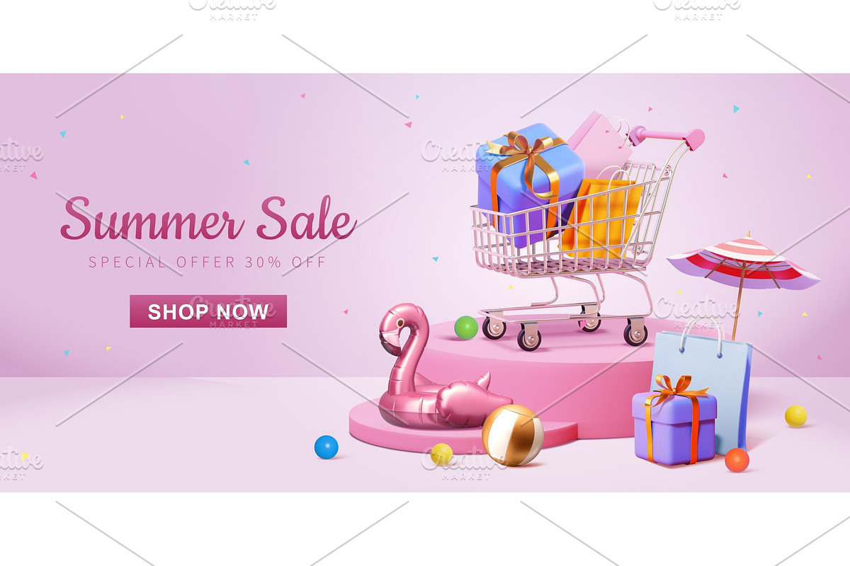 Pink Summer Sale Promo Template, a Marketing Template by TotallypicRF