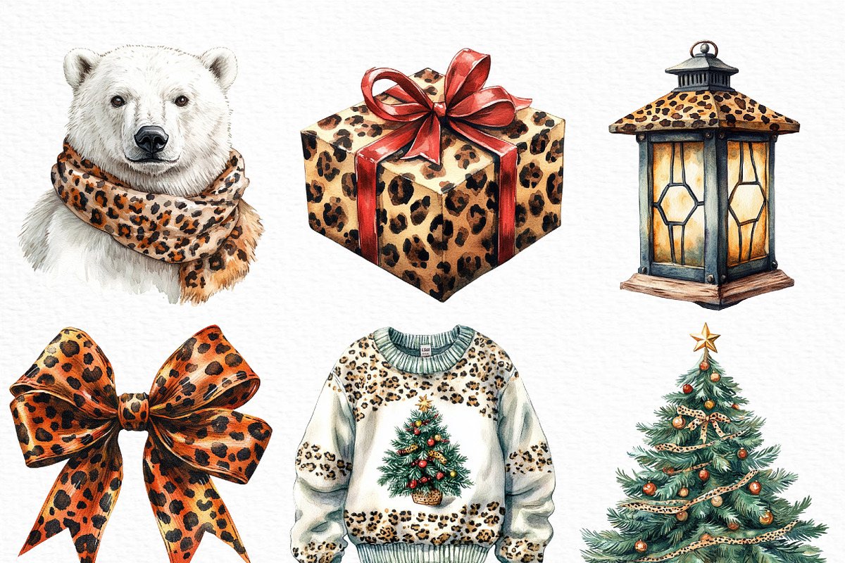 Leopard Print Christmas ClipArt's, an Illustration by Craft Nest (Photo 4 of 6)