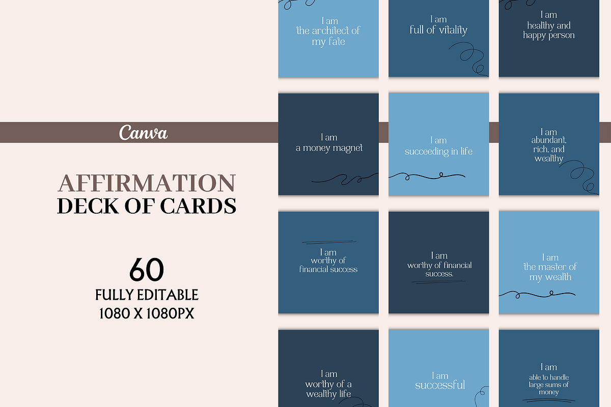 Affirmation Card of Deck Template, a Templates & Theme by Digital By Nikoleta (Photo 1 of 10)