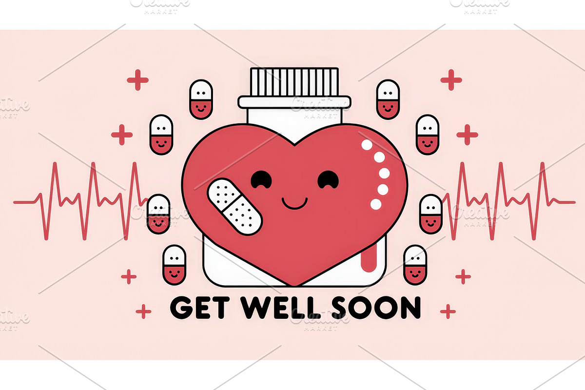 Cute illustration of a smiling heart, an Illustration by tilialucida