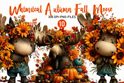 Whimsical Autumn Fall Moose Clipart, a Seasonal Illustration by Designworld (Thumbnail 1 of 7)