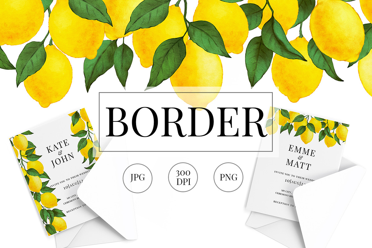 Watercolor Lemon borders png., a Graphic by ARTVracovska (Photo 1 of 5)