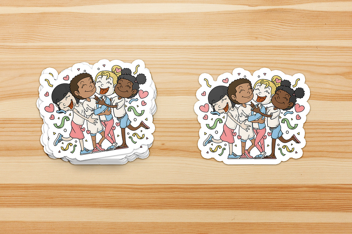 Happy Multicultural Kids Hugging, a Branding & Logo Template by Judsart (Photo 3 of 3)