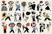 Bloomfolk: 35 Floral Character Pack, a Person Illustration by Veyla (Thumbnail 4 of 13)